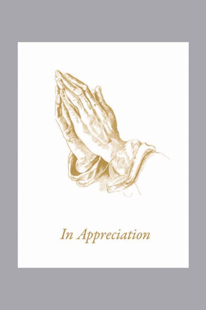 Gold Praying Hands Appreciation Folder - Vischer Funeral Supplies