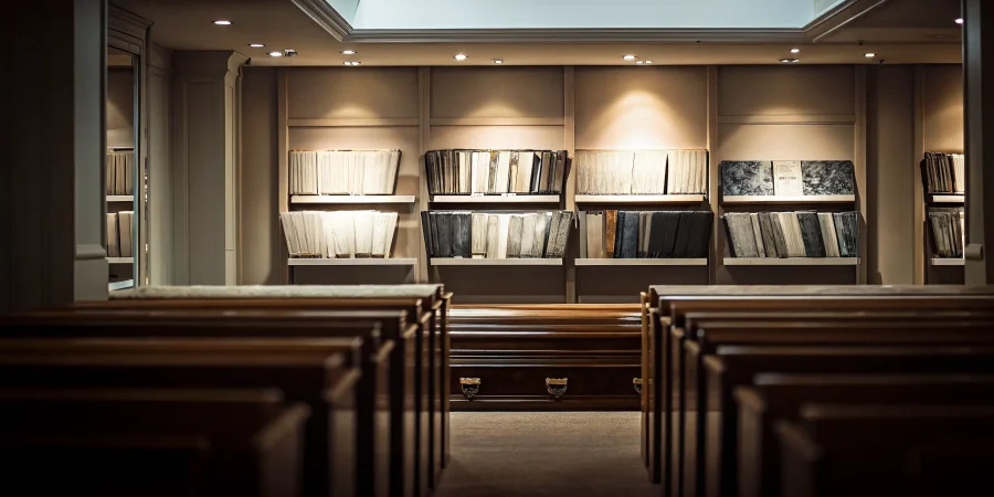 Organized funeral home supplies and service catalogs
