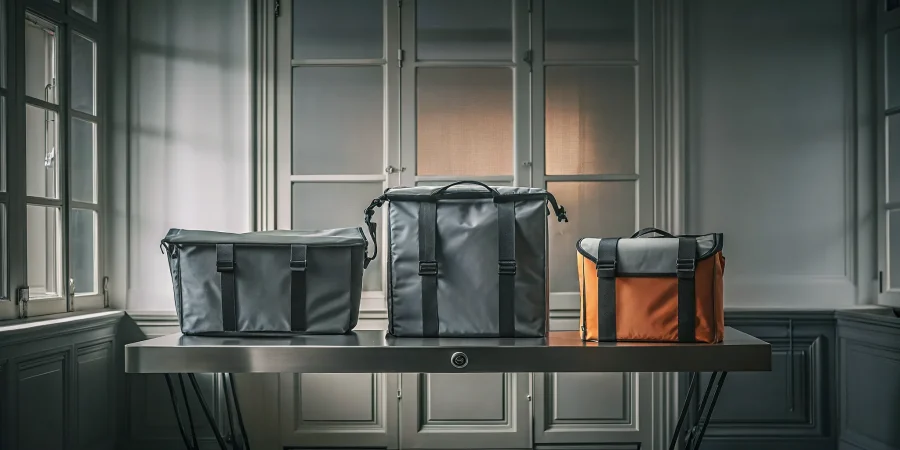 Heavy-duty body bags in various sizes with reinforced handles designed for secure transport.