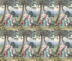 Mary with Children Prayer Card