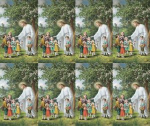 Christ with Children Prayer Card