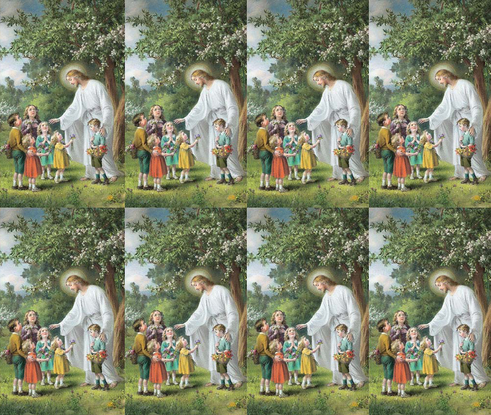 Christ with Children Prayer Card