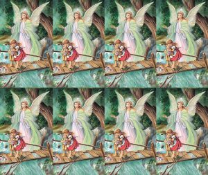 Guardian Angel Crossing Bridge Prayer Card