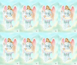 Guardian Angel Holding Baby Crib Prayer Card