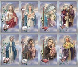 Saints Assorted Silver Foil Prayer Card