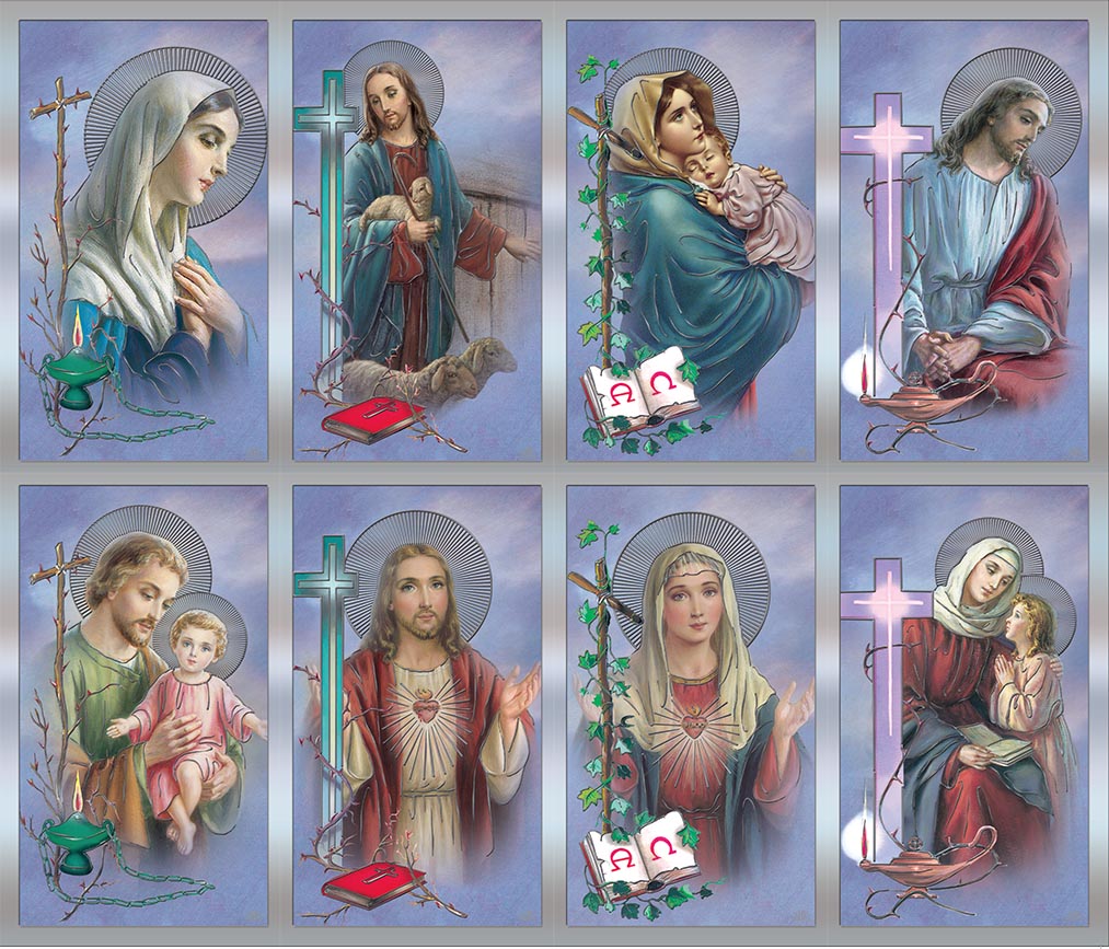 Saints Assorted Silver Foil Prayer Card