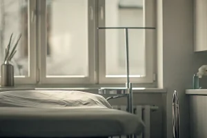 Mortuary preparation room with equipment for the professional care of a deceased body.