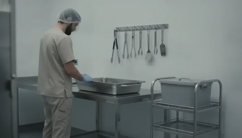 Pet cremation equipment arranged in a clean crematory processing room