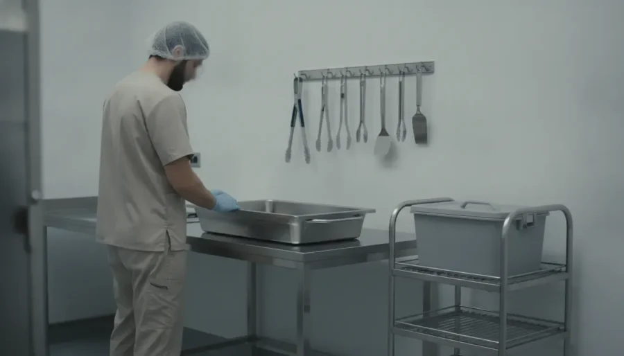 Pet cremation equipment arranged in a clean crematory processing room