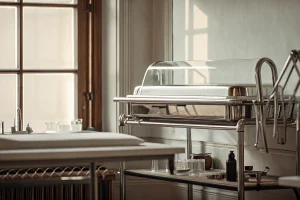 Modern Frigid embalming machine in a professional preparation room