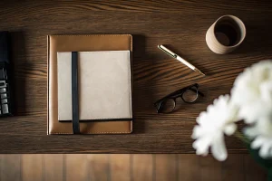 A notebook and calculator on a desk for planning the costs and traditions of a funeral.