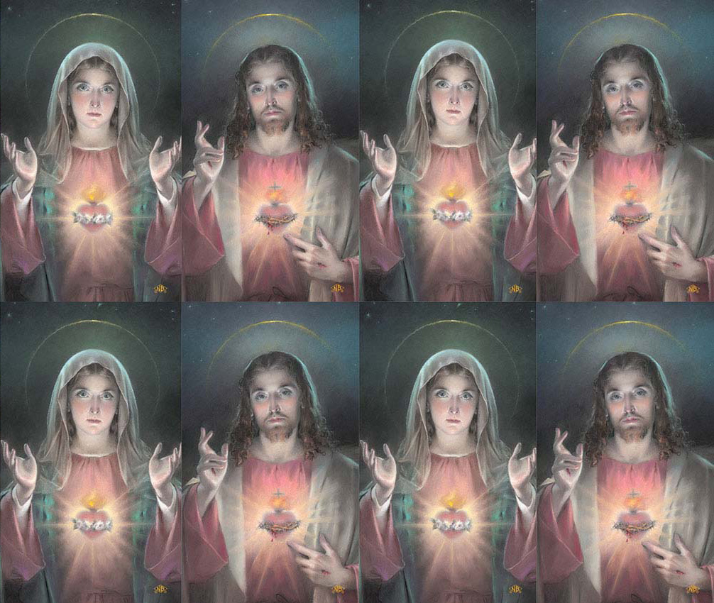 Sacred Hearts Jesus & Mary Prayer Card